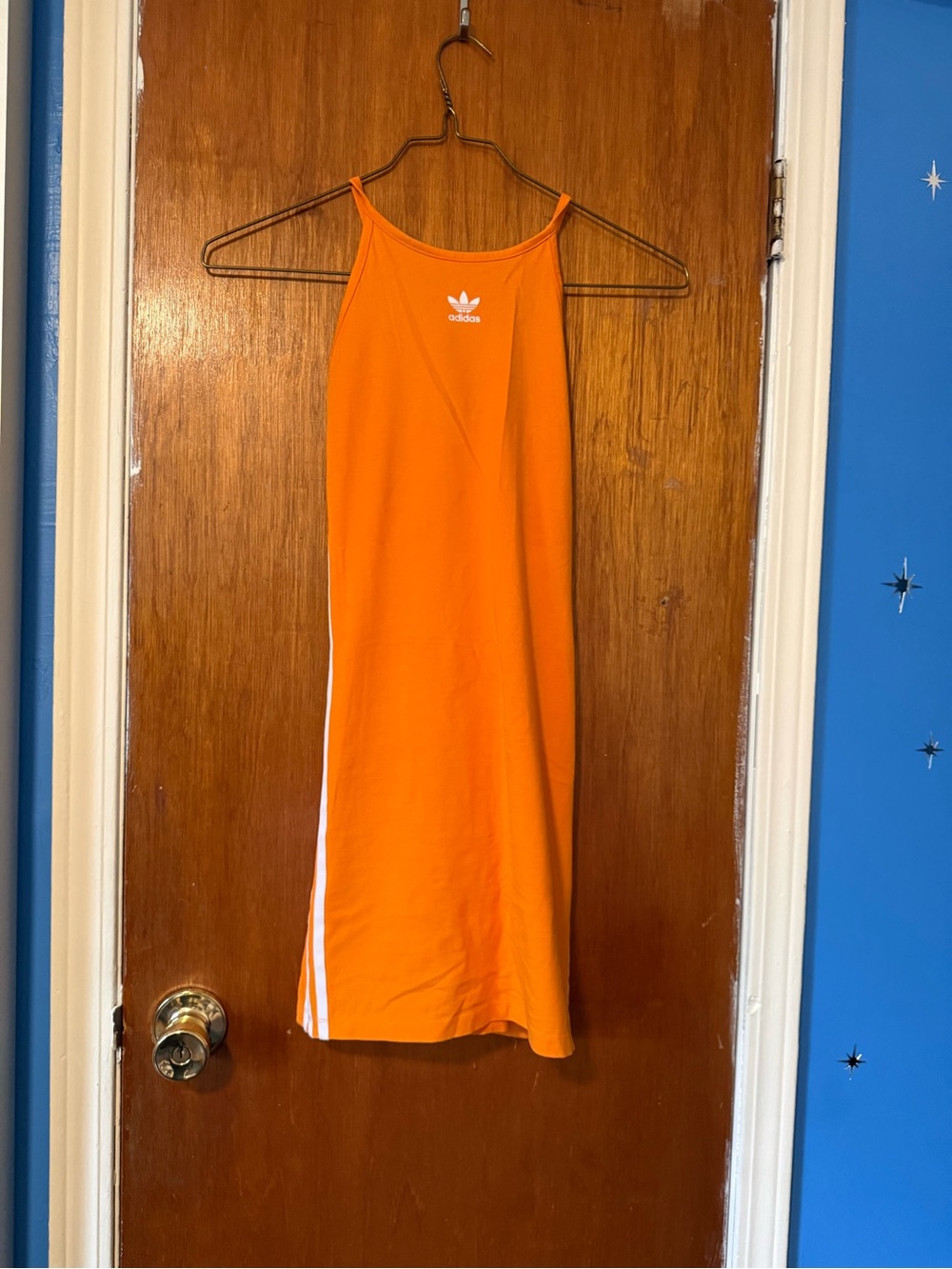 Adidas Orange Strappy Dress with White Stripes